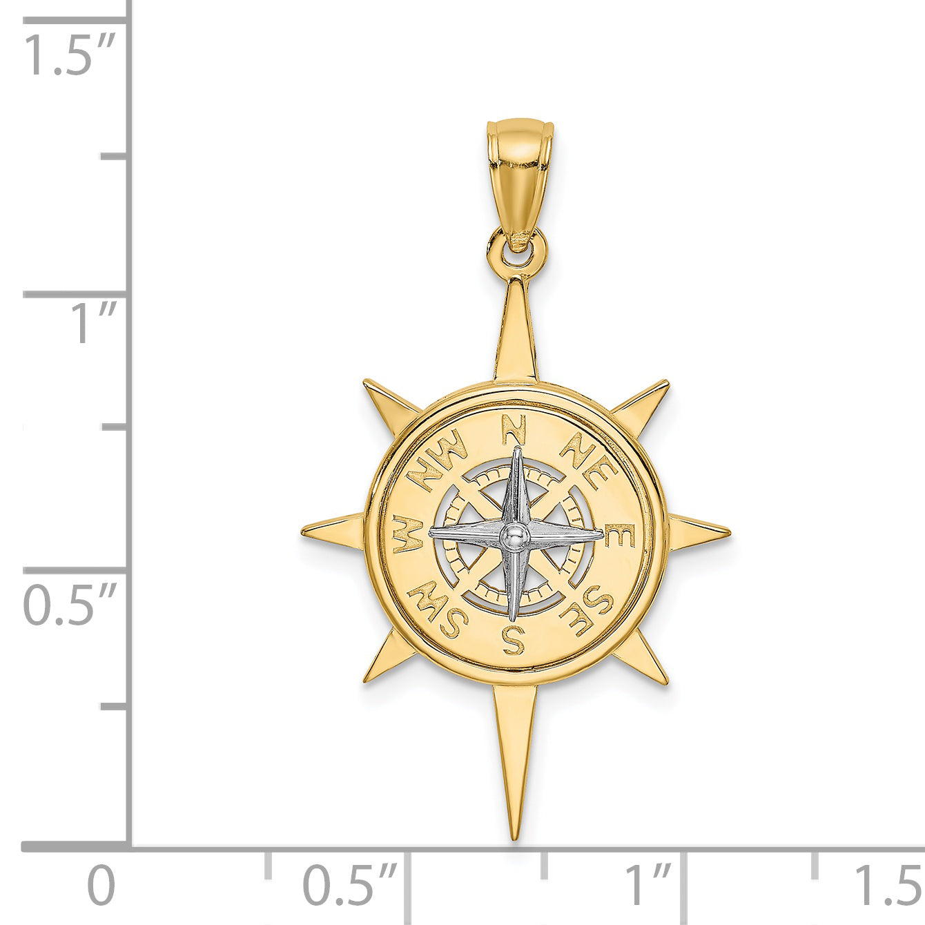 14K Two-Tone Star w/ Nautical Compass Charm