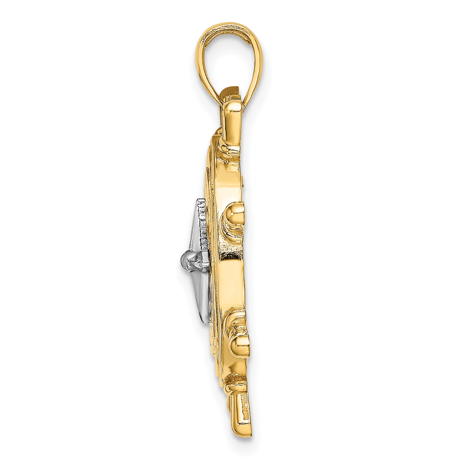 14K Two-tone Ship's Wheel w/ Nautical Compass Charm Secondary image