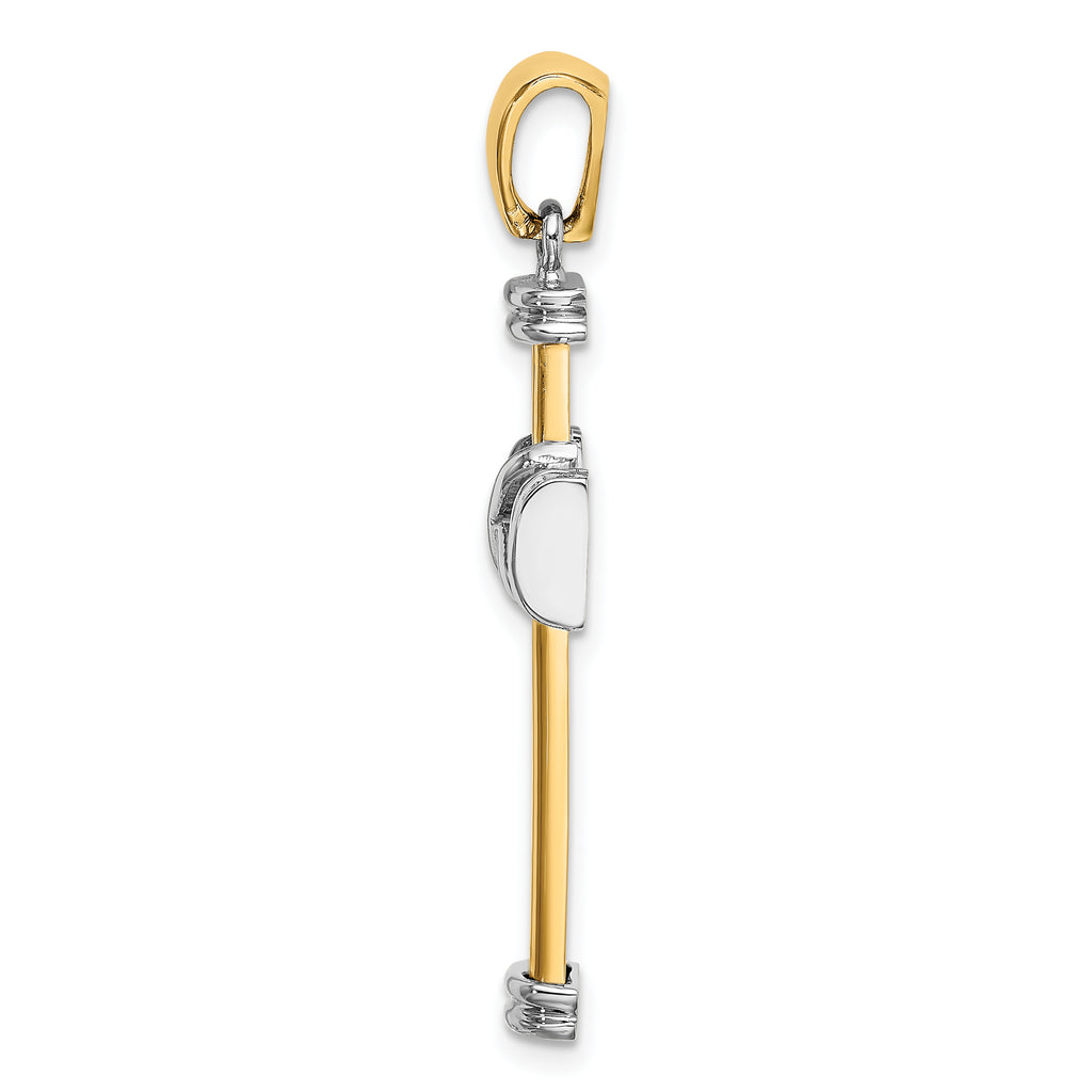 14K Two-tone Polished Cross Charm
