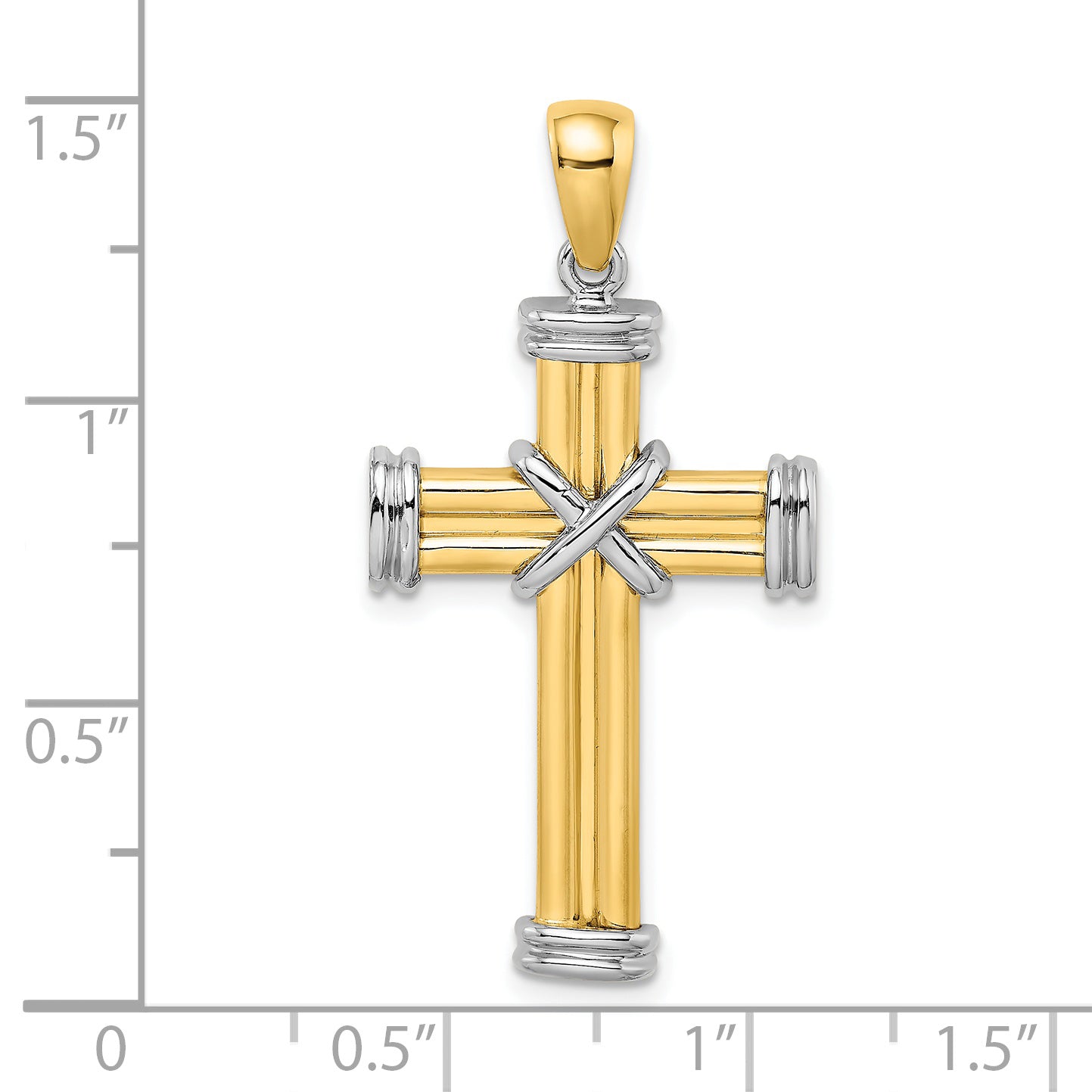 14K Two-tone Polished Cross Charm