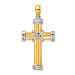 14K Two-tone Polished Cross Charm