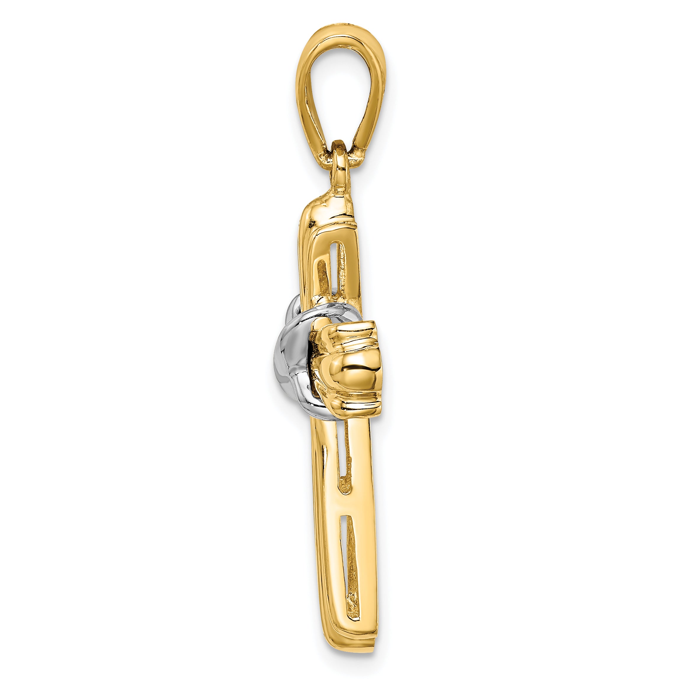 14K Two-Tone Polished Cross X Center Design Charm Secondary image