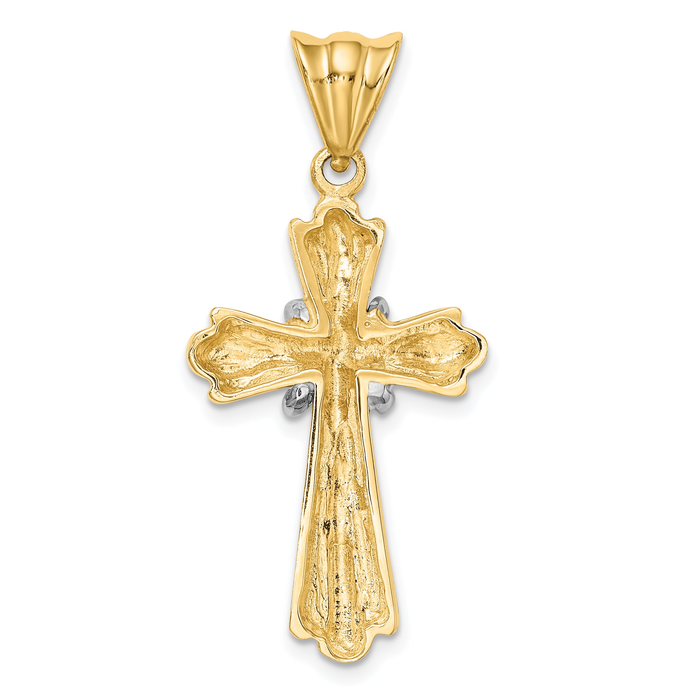 14K Two-Tone Polished Cross X Center Design Charm