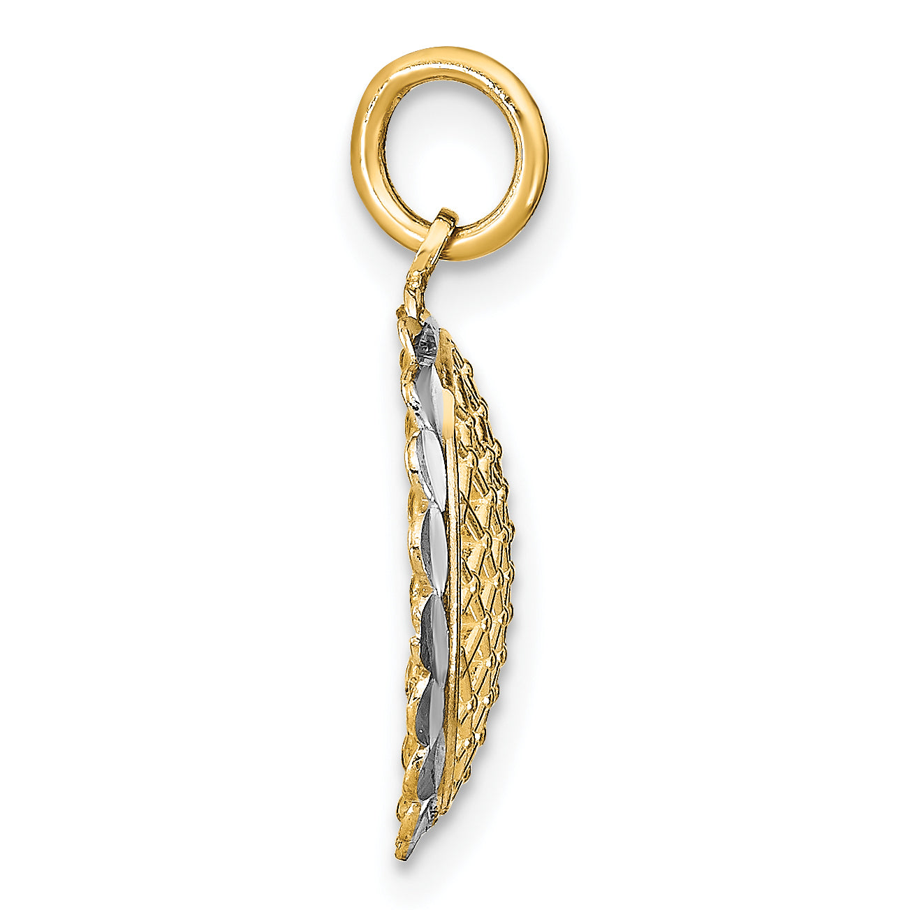 14K Yellow Gold With Rhodium D/C Sunflower Pendant Charm Secondary image