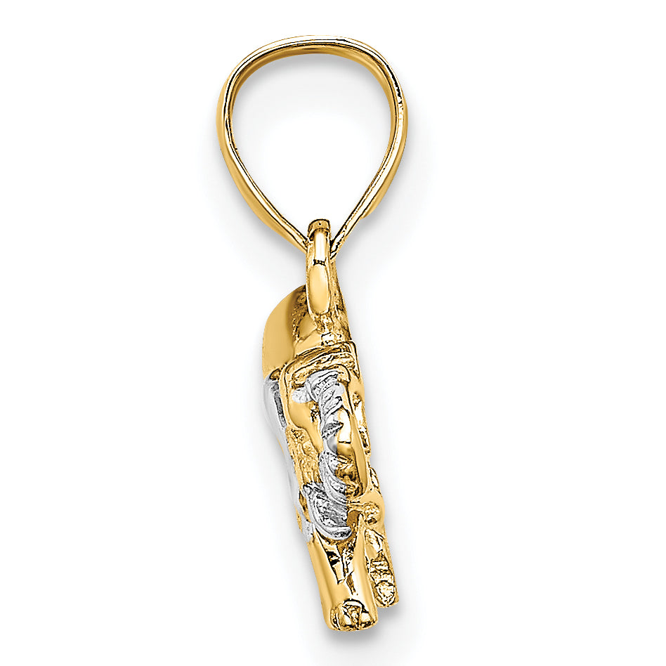 14k w/ Rhodium Small Elephant Charm
