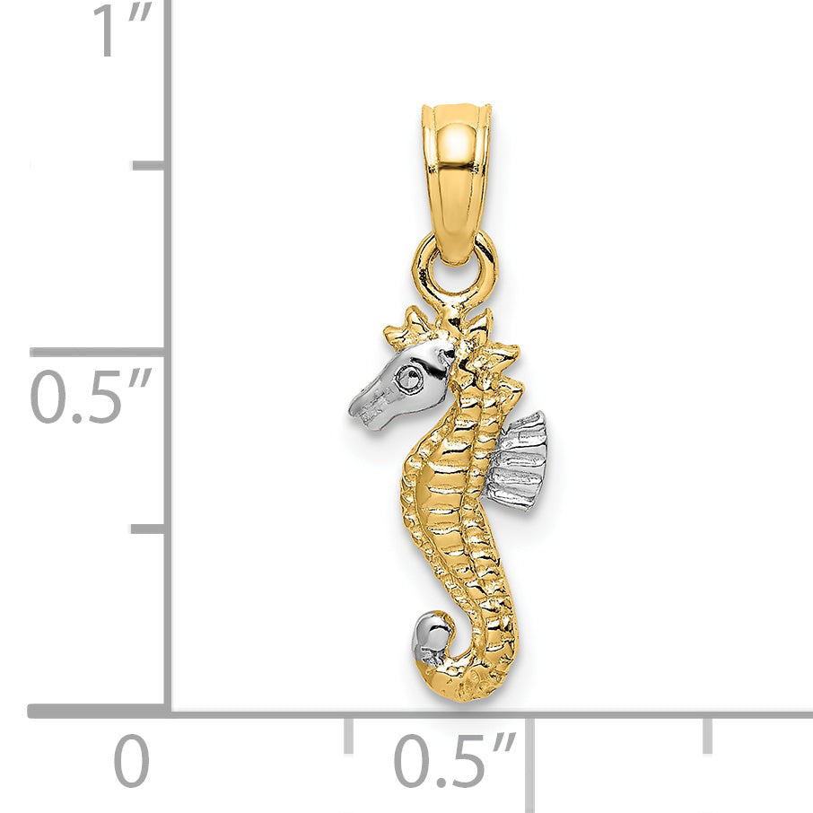 14K with White Rhodium Seahorse Charm