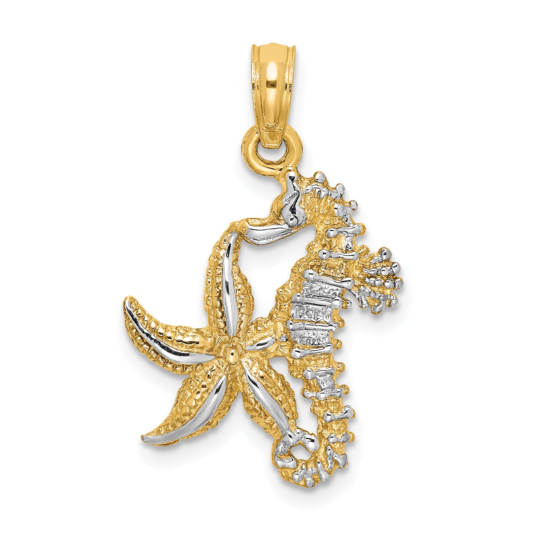 14K with White Rhodium Starfish and Seahorse Charm Main image