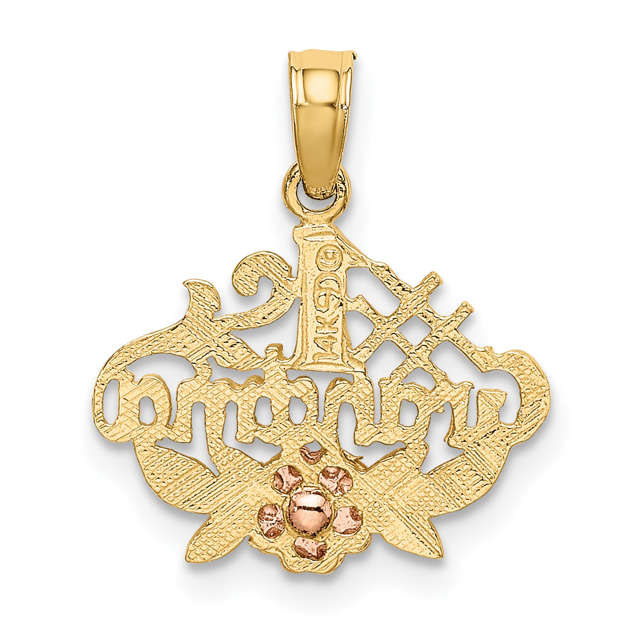 14k Two-Tone #1 GRANDMA w/ Flower Charm