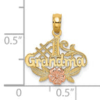 14k Two-Tone #1 GRANDMA w/ Flower Charm
