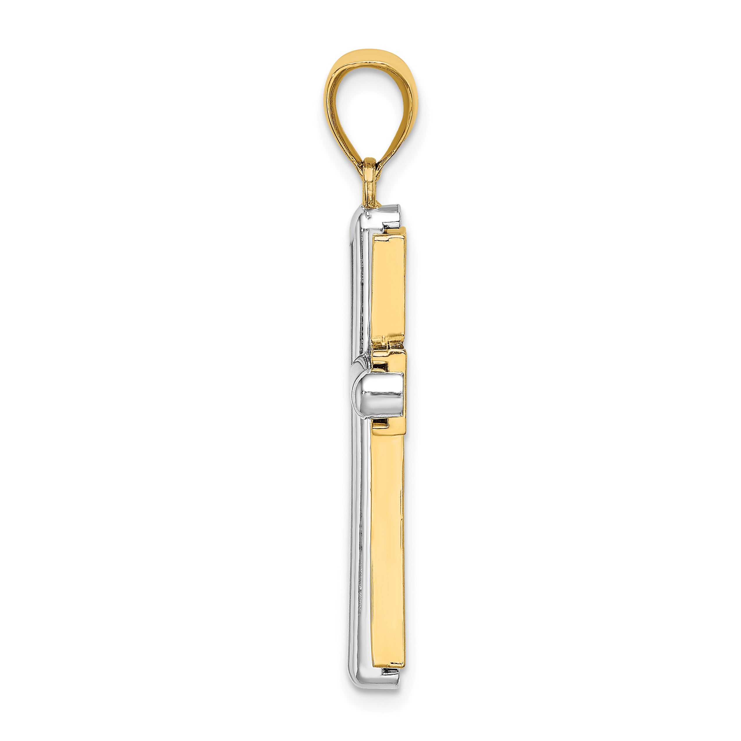 14K Two-tone Beveled Cross Charm Secondary image