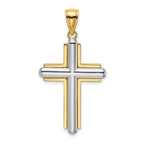 14K Two-tone Beveled Cross Charm