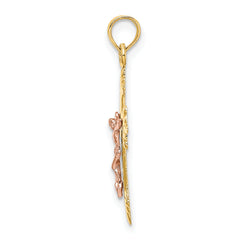 14K Two-Tone Crucifix Charm