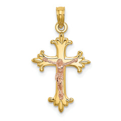 14K Two-Tone Crucifix Charm