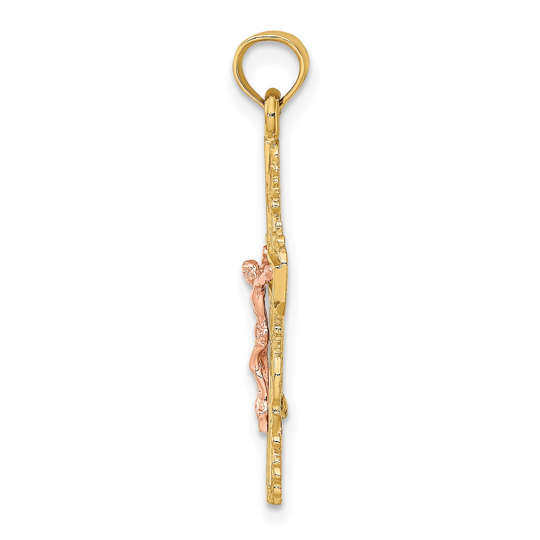 14k Two-Tone w/ Lace Trim Crucifix Charm