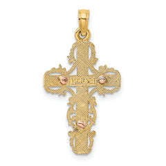 14k Two-Tone w/ Lace Trim Crucifix Charm