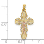 14k Two-Tone w/ Lace Trim Crucifix Charm