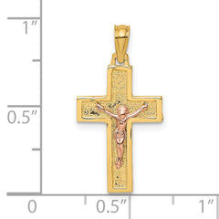 14K Two-Tone Latin Crucifix Charm