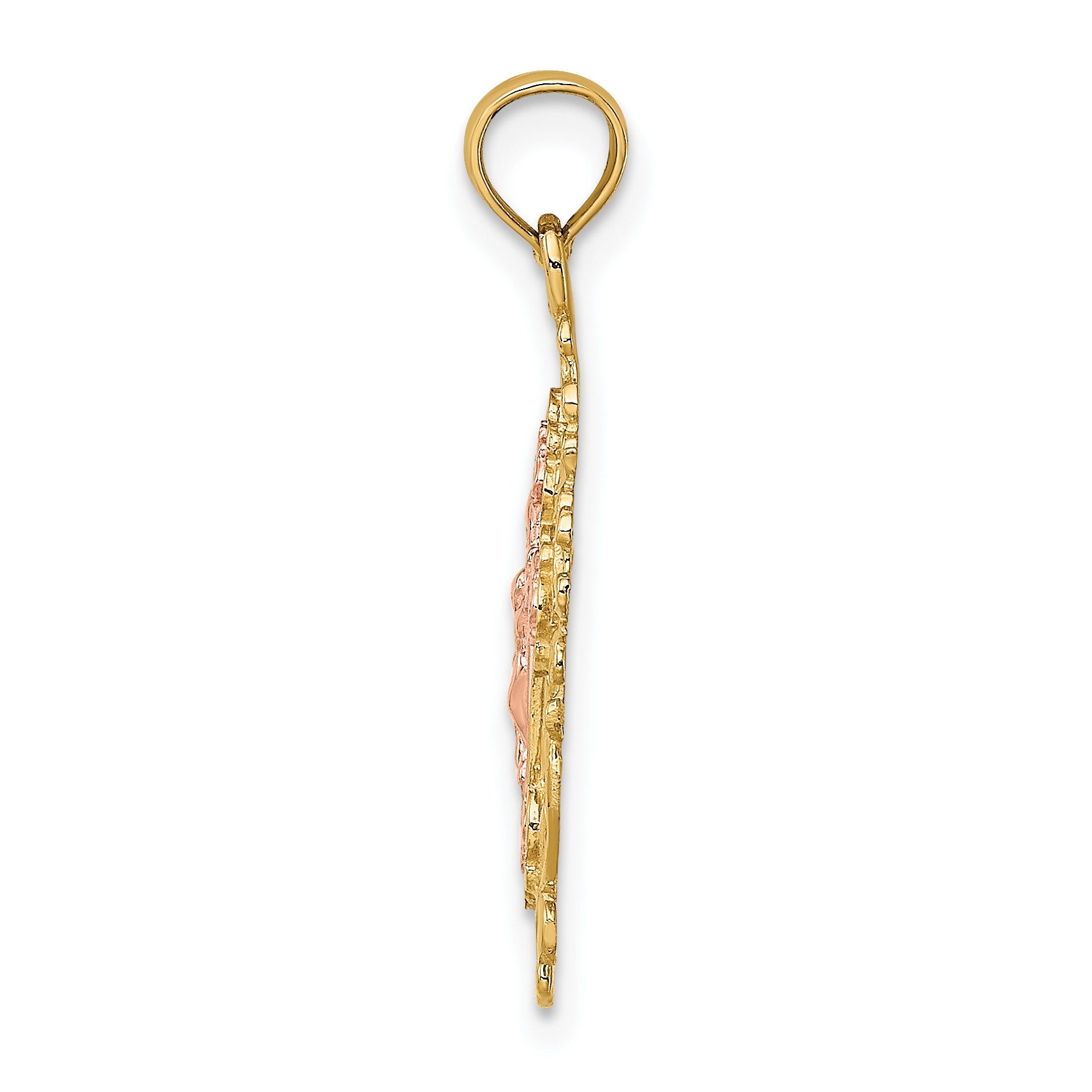 14k Two Tone w/ Lace Trim Crucifix Charm Secondary image