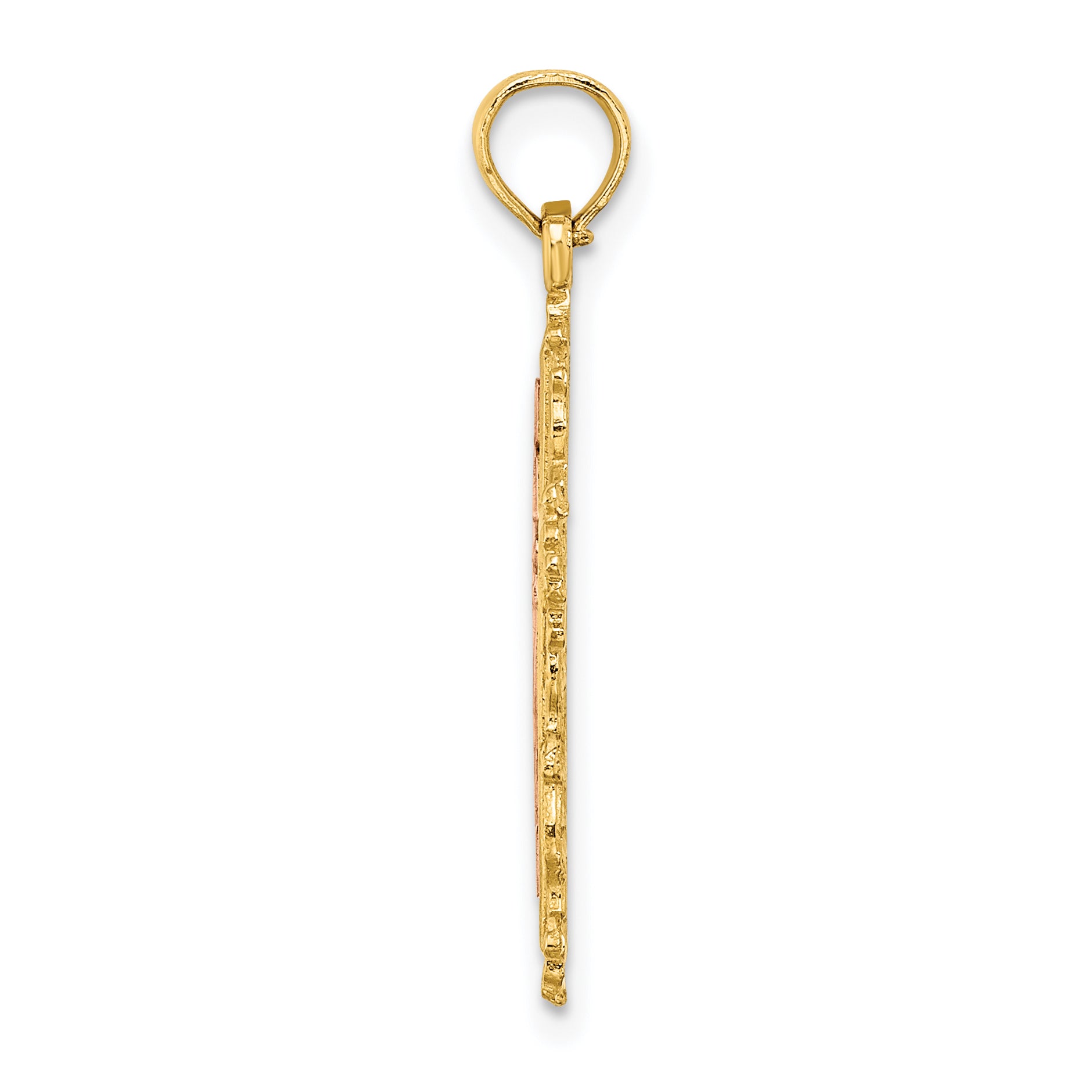 14K Two-Tone Cross w/ Lace Trim Charm Secondary image