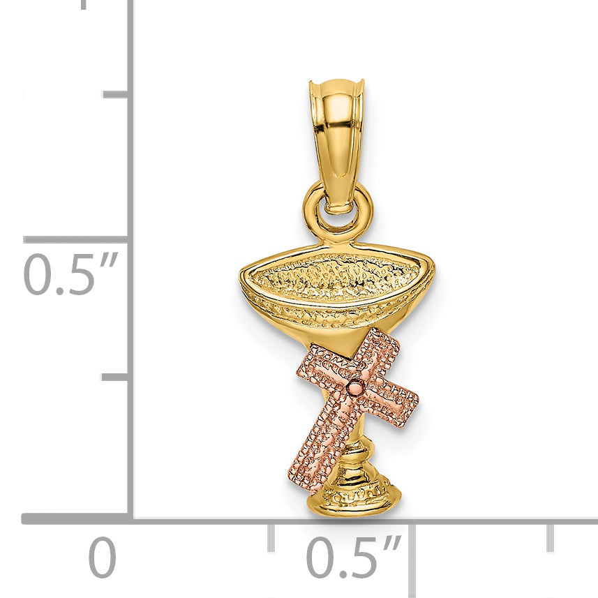 14K Two-Tone Communion Cup w/ Cross Charm