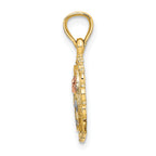 14K Two-tone w/White Rhodium Rose In Oval Frame Charm