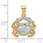 14K with White Rhodium Polished Crab Charm