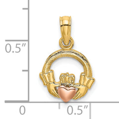 14k Two-Tone Claddagh w/ Heart Charm