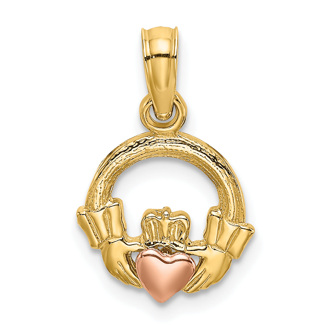 14k Two-Tone Claddagh w/ Heart Charm Main image