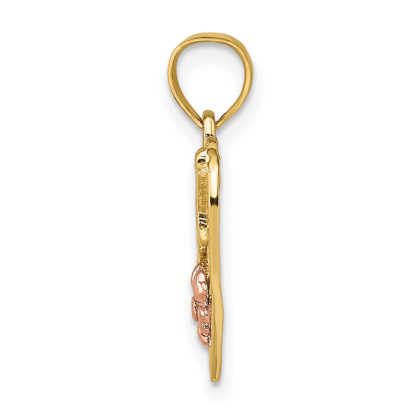14k Two-Tone w/White Rhodium #1 WIFE In Heart w/Flower Charm Secondary image