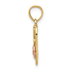 14k Two-Tone w/White Rhodium #1 WIFE In Heart w/Flower Charm