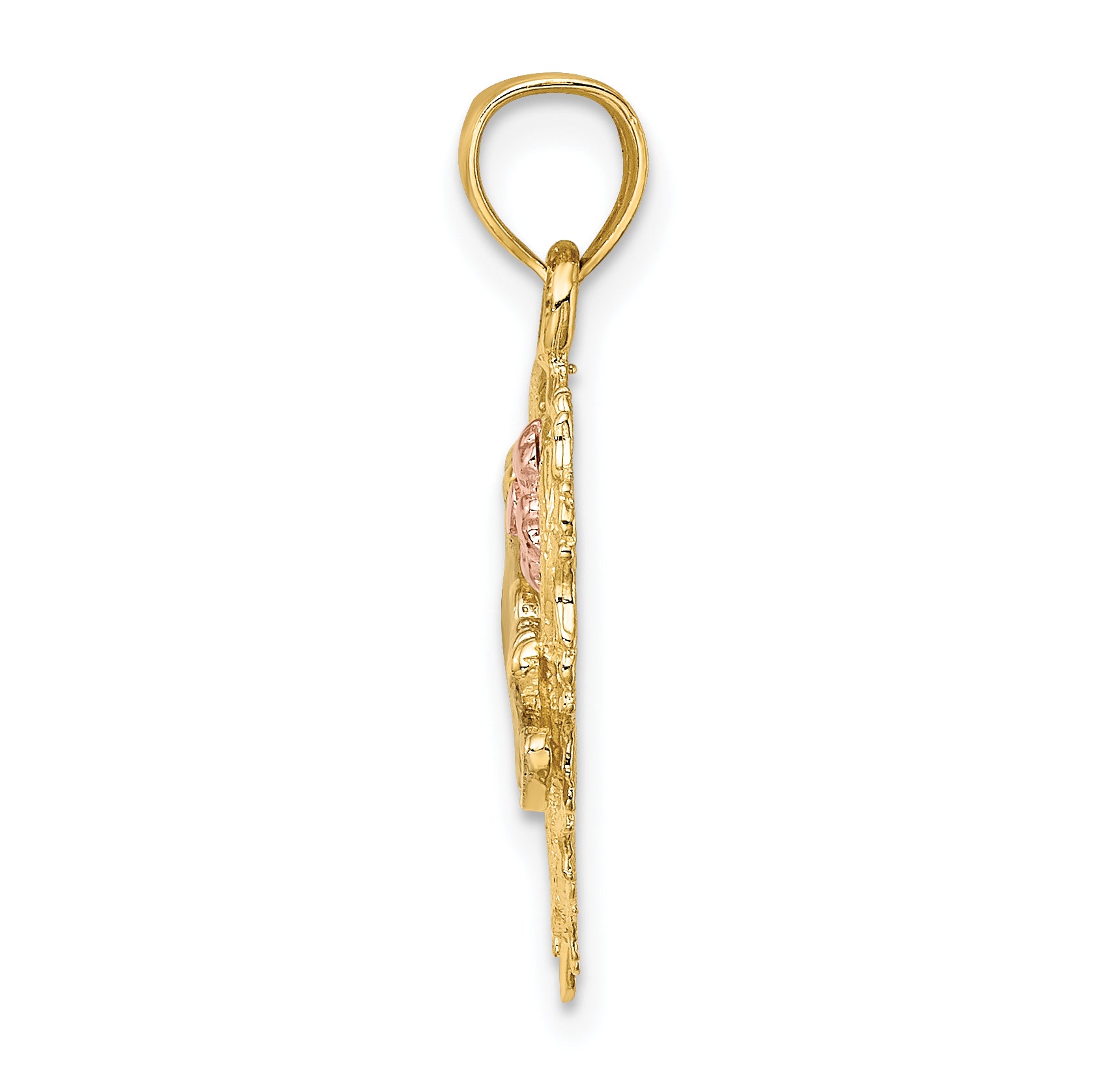 14k Two-tone w/White Rhodium MOM in Heart Charm