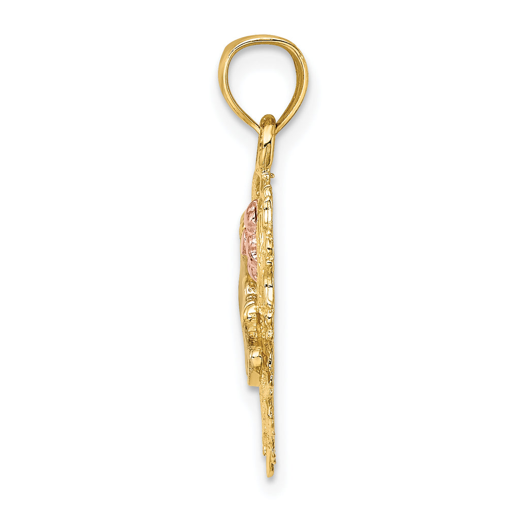 14k Two-tone w/White Rhodium MOM in Heart Charm