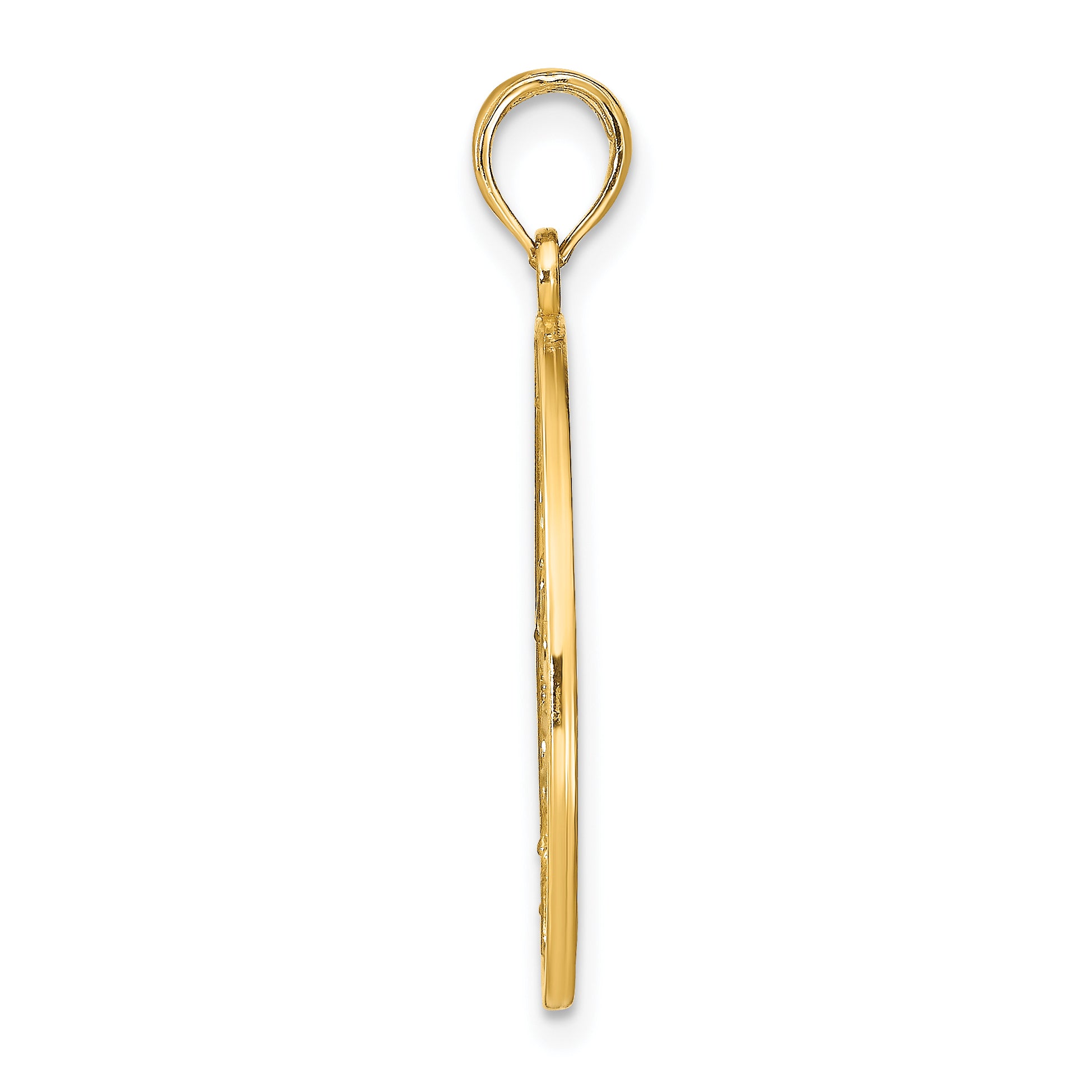 14K Yellow Gold With Rhodium Floral Medallion Pendant Charm Secondary image