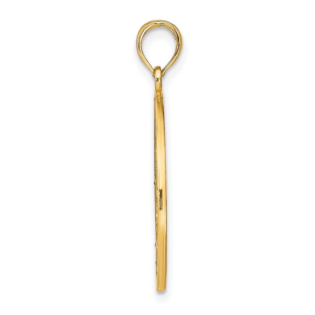 14K w/Rhodium Floral Medallion Pendant Charm