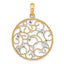 14K w/Rhodium Floral Medallion Pendant Charm