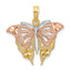 14k Two-Tone and White Rhodium Diamond-cut Butterfly Charm