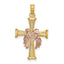 14l Two-Tone Textured Finish Cross w/ Drape Charm