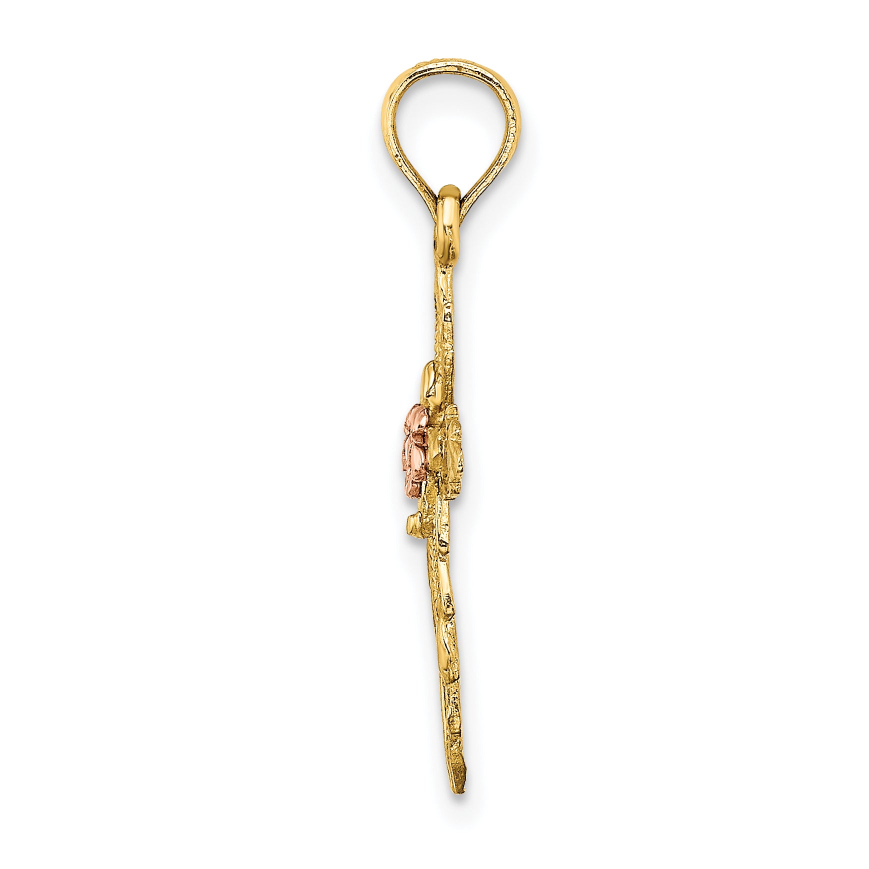 14k Two-Tone Cross w/ Cut-Out Flower Charm Secondary image