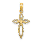 14k Two-Tone Cross w/ Cut-Out Flower Charm