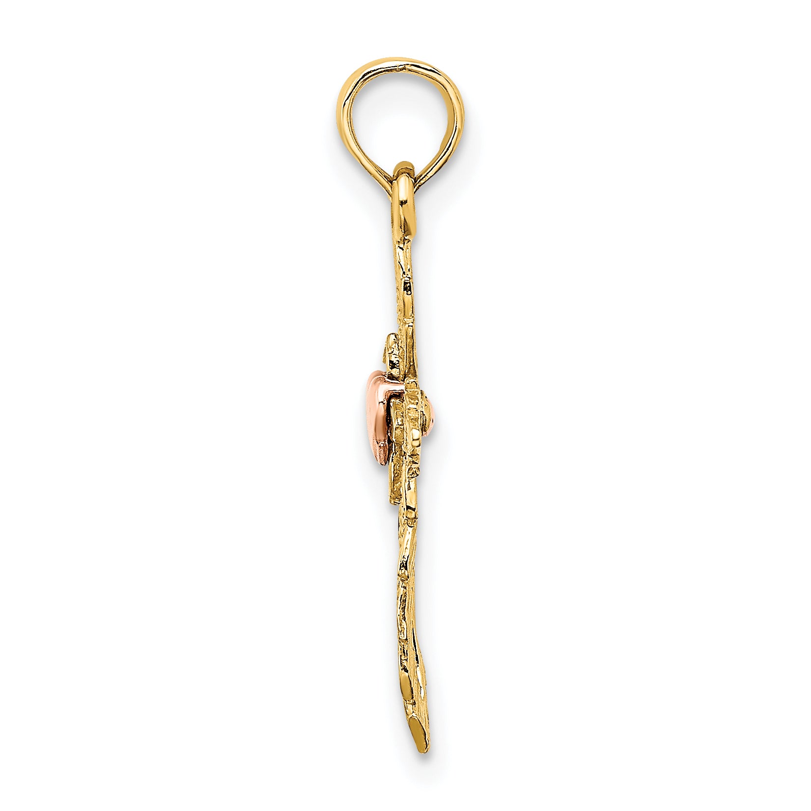 14k Two-Tone Cross w/ Heart Charm Secondary image
