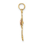 14k Two-Tone Cross w/ Heart Charm