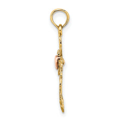 14k Two-Tone Cross w/ Heart Charm