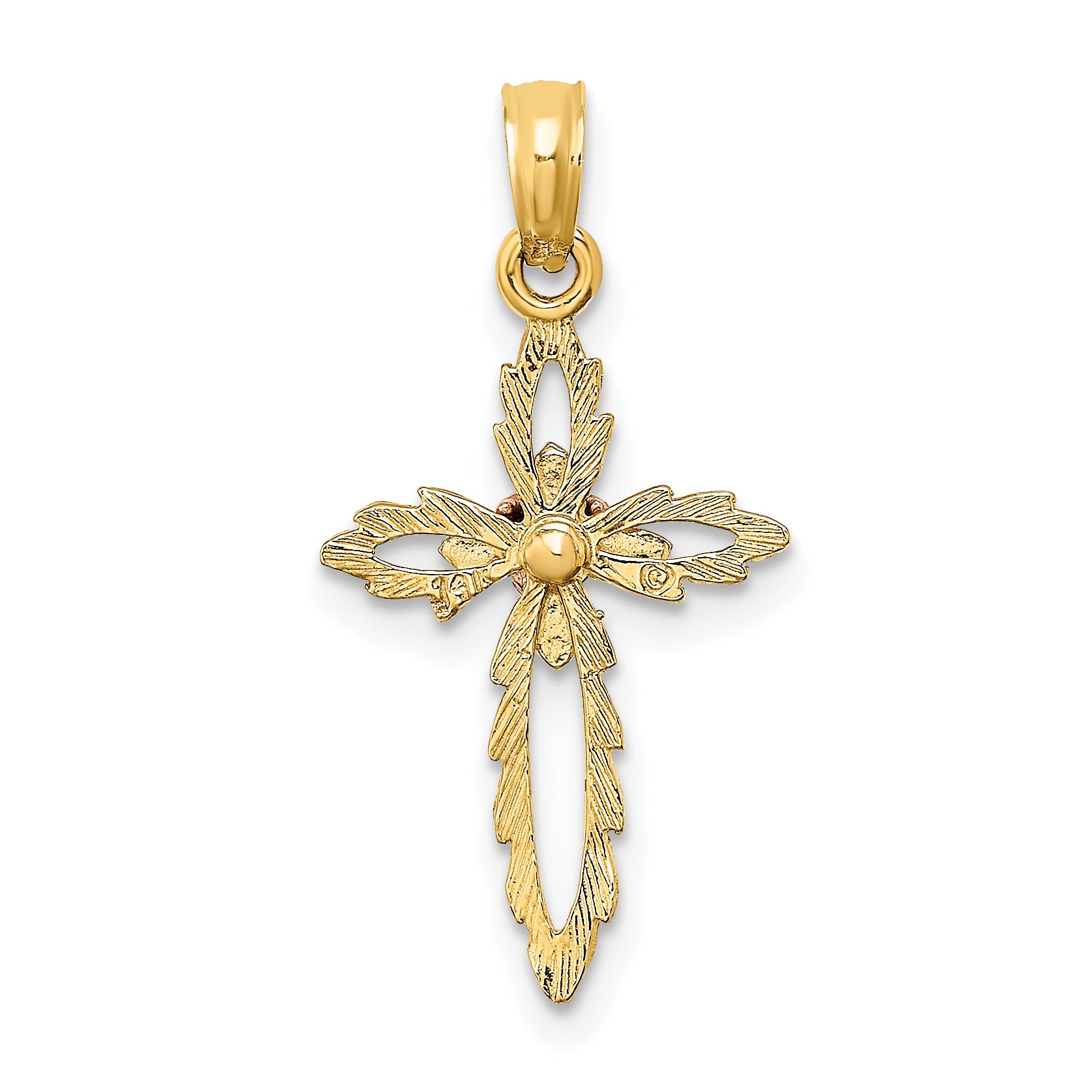 14k Two-Tone Cross w/ Heart Charm