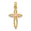 14k Two-Tone Cross w/ Heart Charm