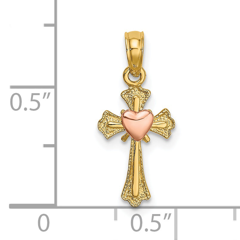 14k Two-Tone Cross w/ Heart Charm Secondary image