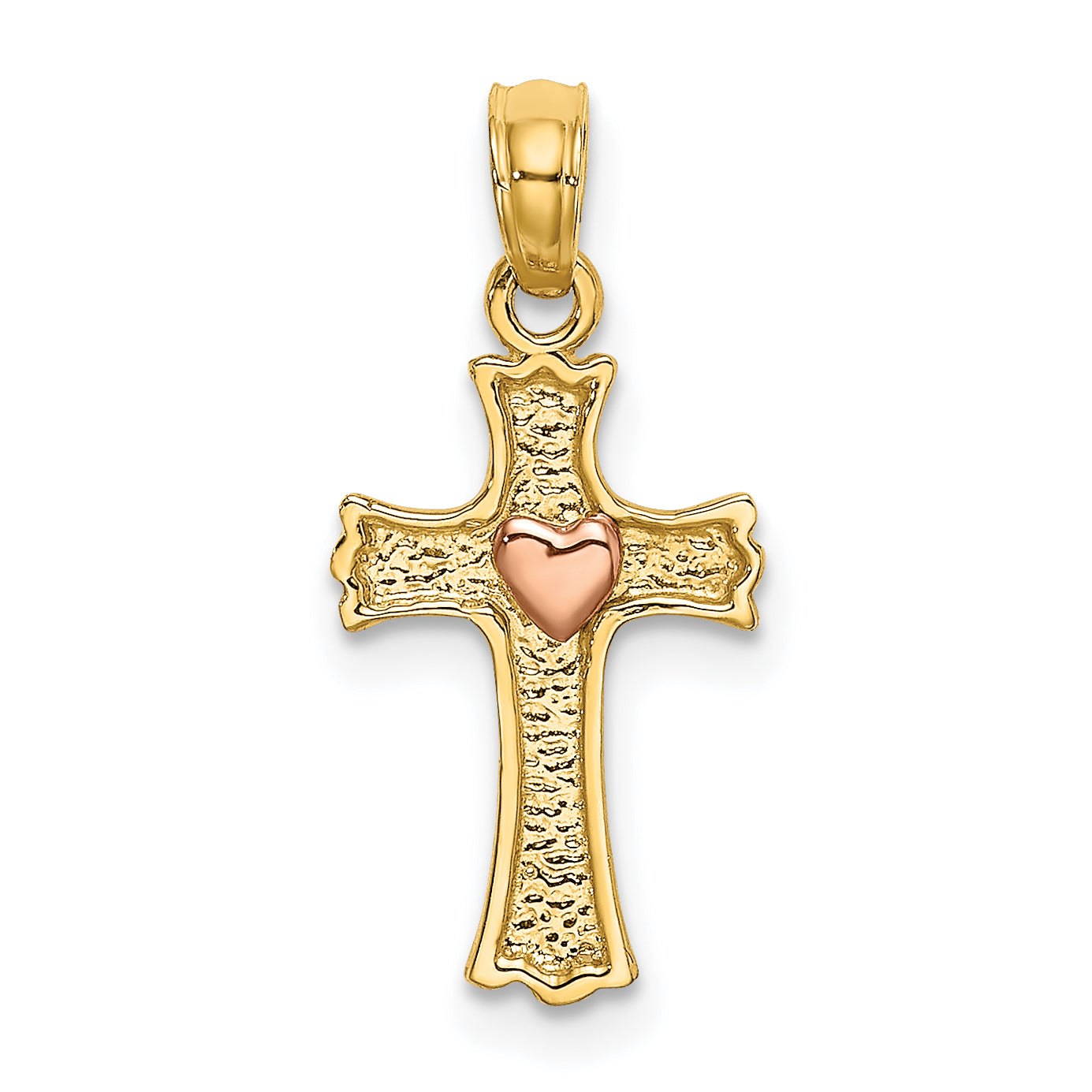 14k Two-Tone w/ Heart In Cross Charm Main image