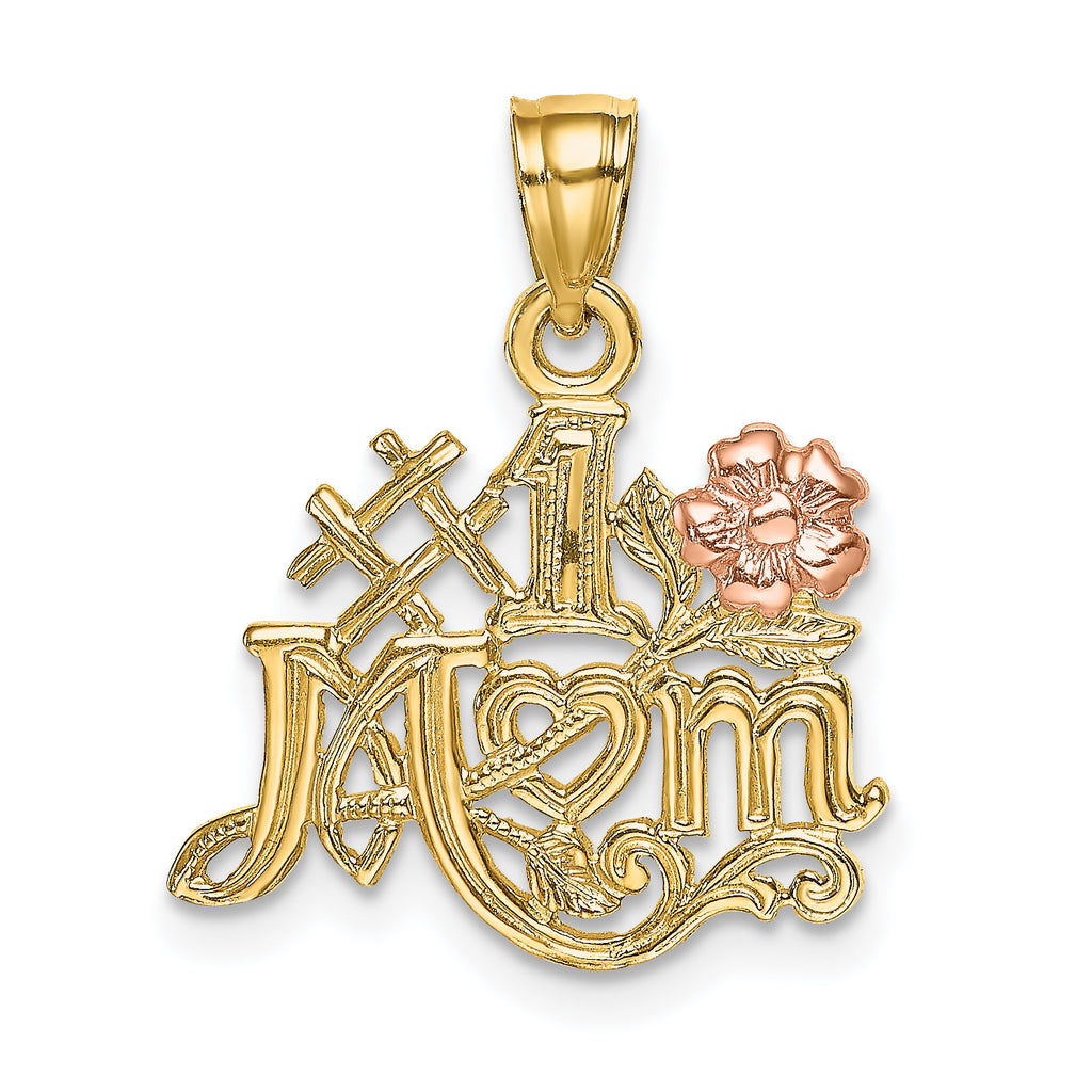 14k Two-Tone #1 MOM w/ Flower Charm