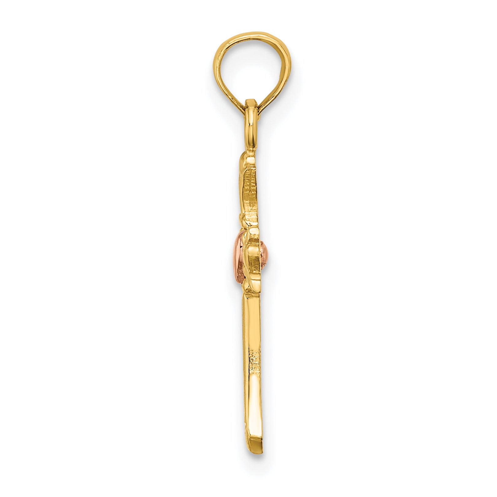 14k Two-Tone Cross w/ Heart Charm Secondary image