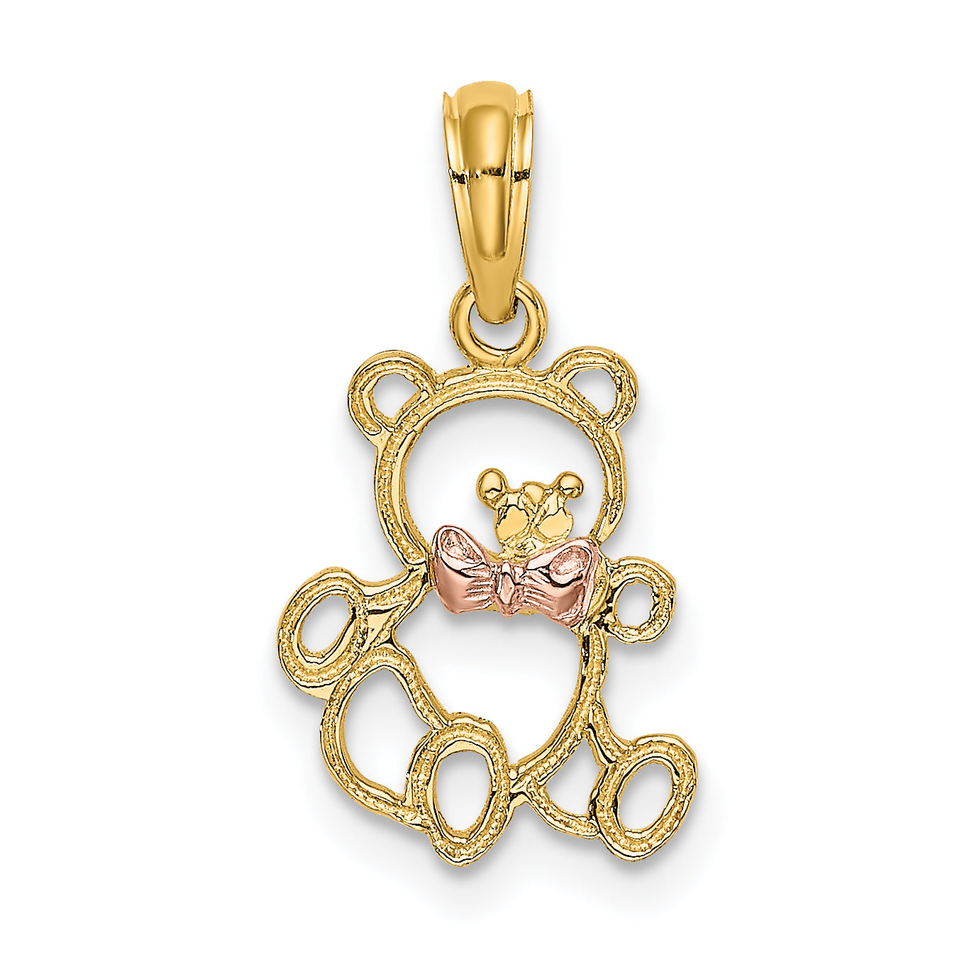14k Two-Tone Cut-out Teddy Bear w/ Bow Tie Charm Main image