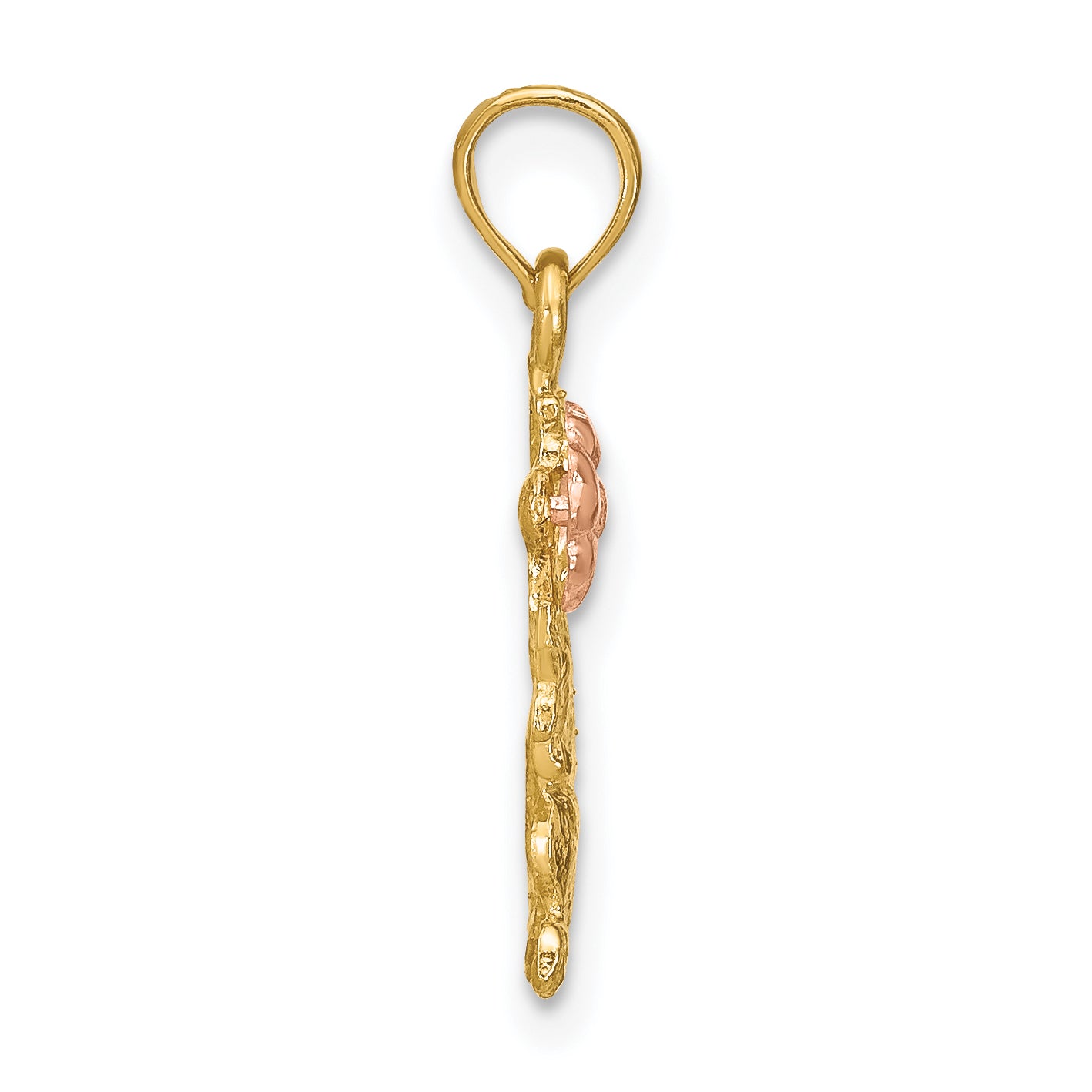 14k Two-Tone Dog Holding Flower Charm